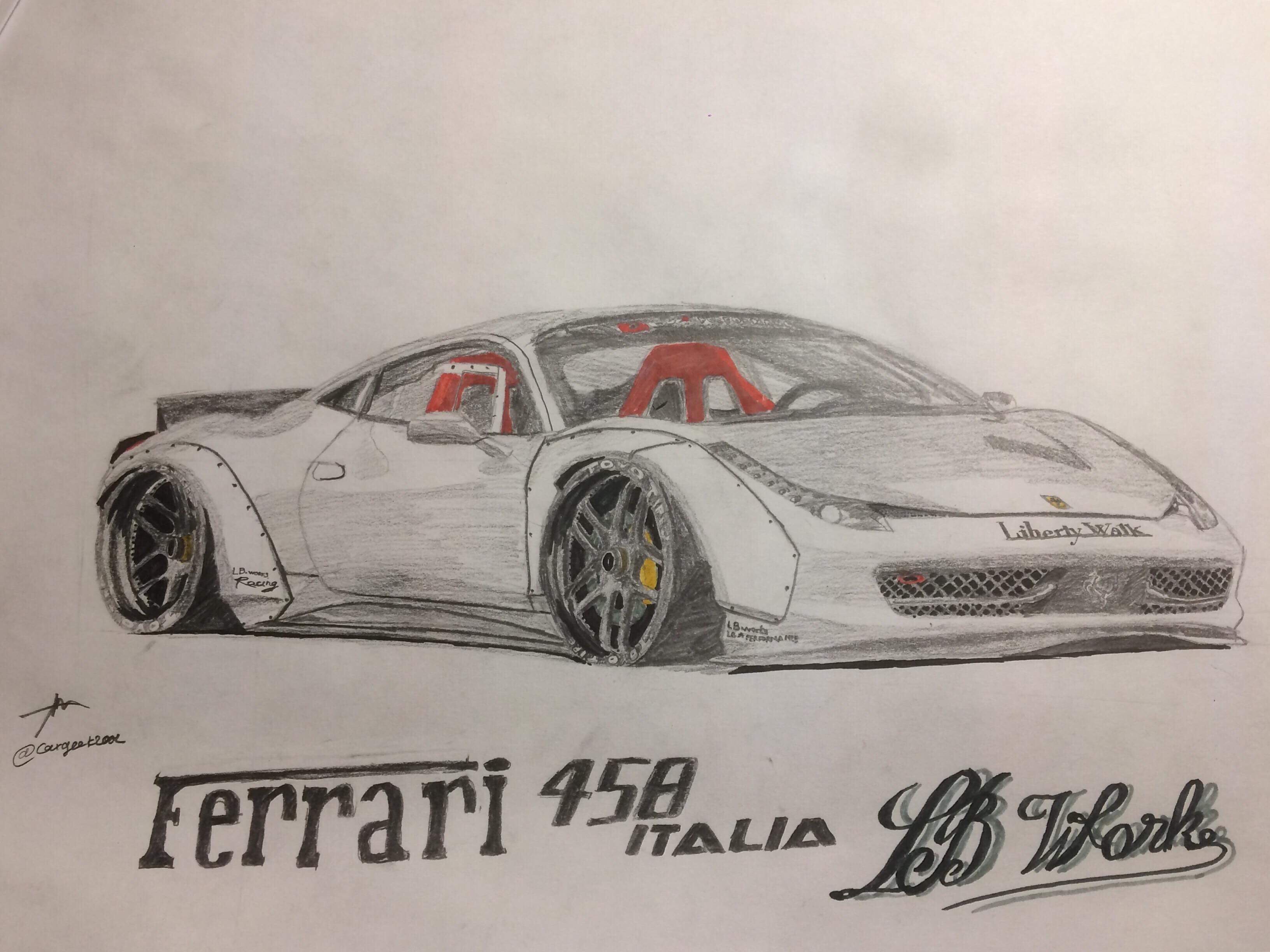 3264x2448 Widebody Ferrari 458 Sketch. Such A Beast Of A Machine! - Ferrari 458 Sketch