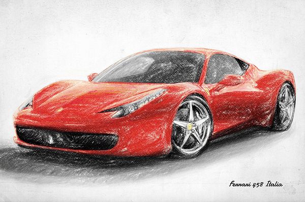 600x398 Ferrari 458 Italia, Drawing, Sketch, Super Car, Sports Car - Ferrari 458 Sketch