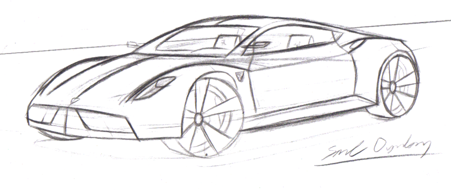 900x379 Ferrari Dino Sketch By Dyrborgdesign - Ferrari Car Sketch
