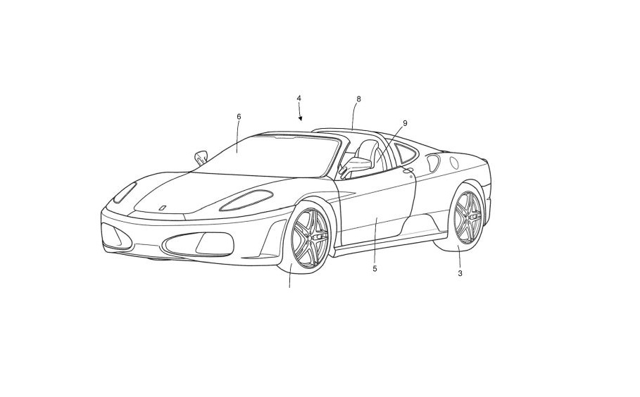 909x564 Ferrari Targa Top Design Patent Filed With The Euipo, Sketch - Ferrari Car Sketch