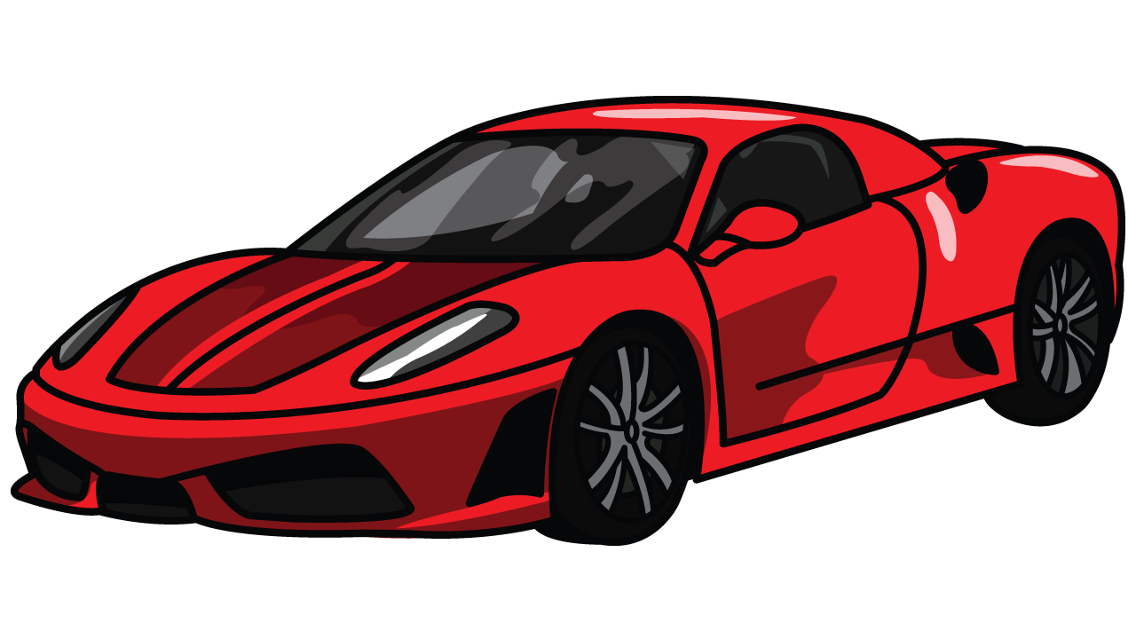 1280x720 How To Draw Ferrari 360, A Sports Car, Easy Step By Step Drawing - Ferrari Car Sketch