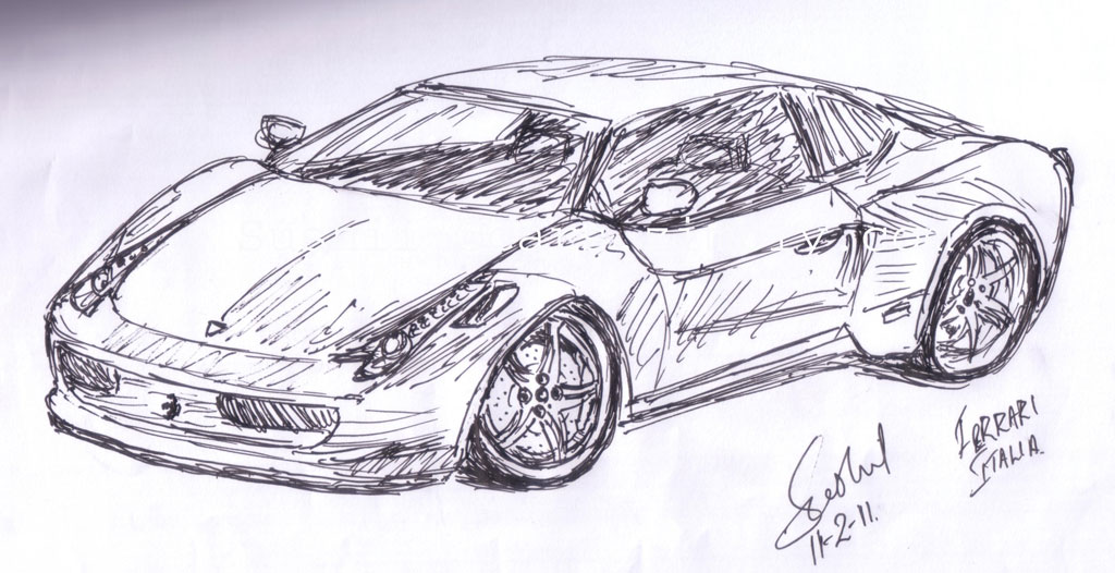 1024x526 Sketches - Ferrari Car Sketch