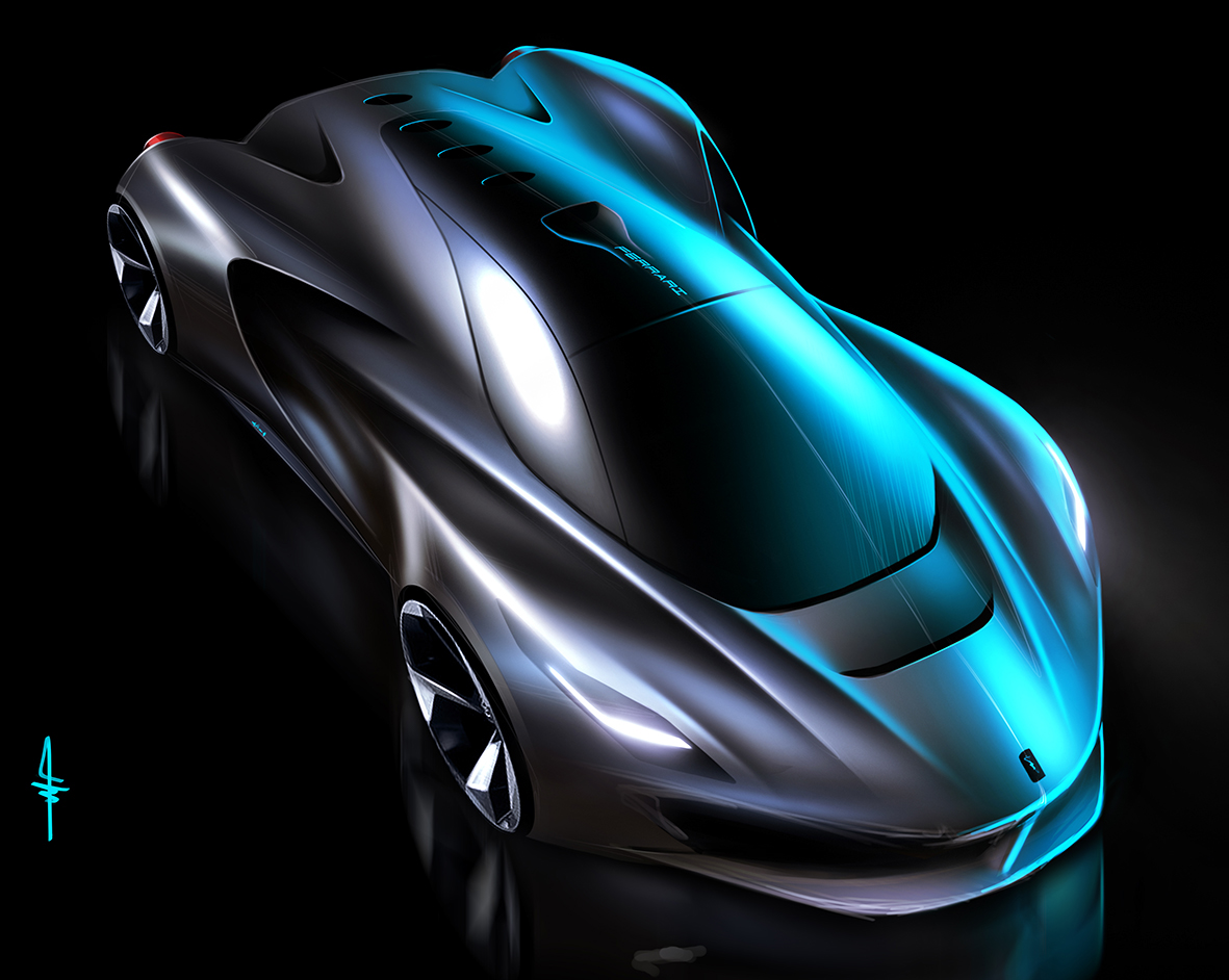 1181x942 Ferrari Sketch On Behance - Ferrari Sketch