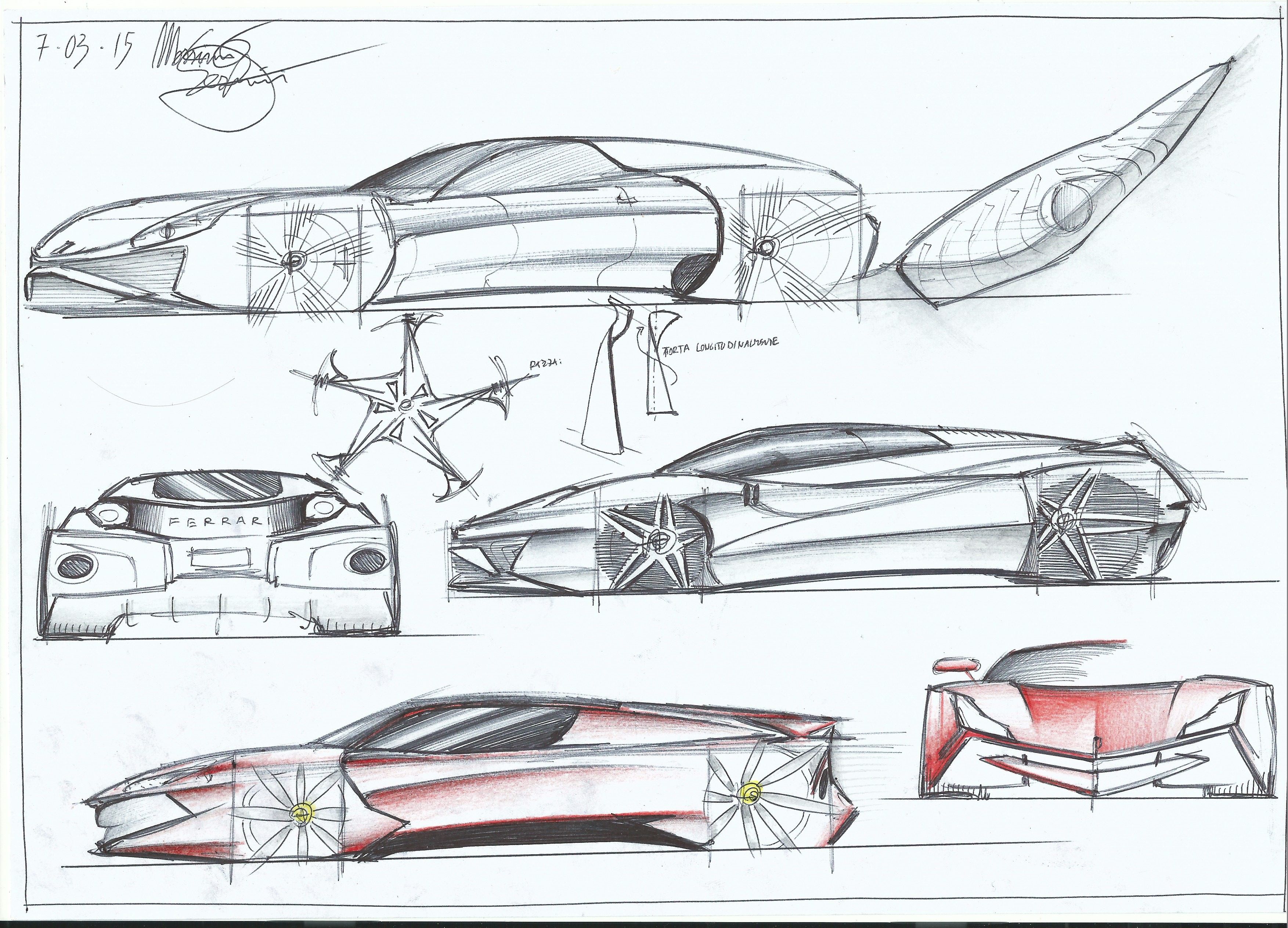 3507x2528 Ferrari. Sketch. Red. Design. Silhouette. Car Design. March 2k15 - Ferrari Sketch