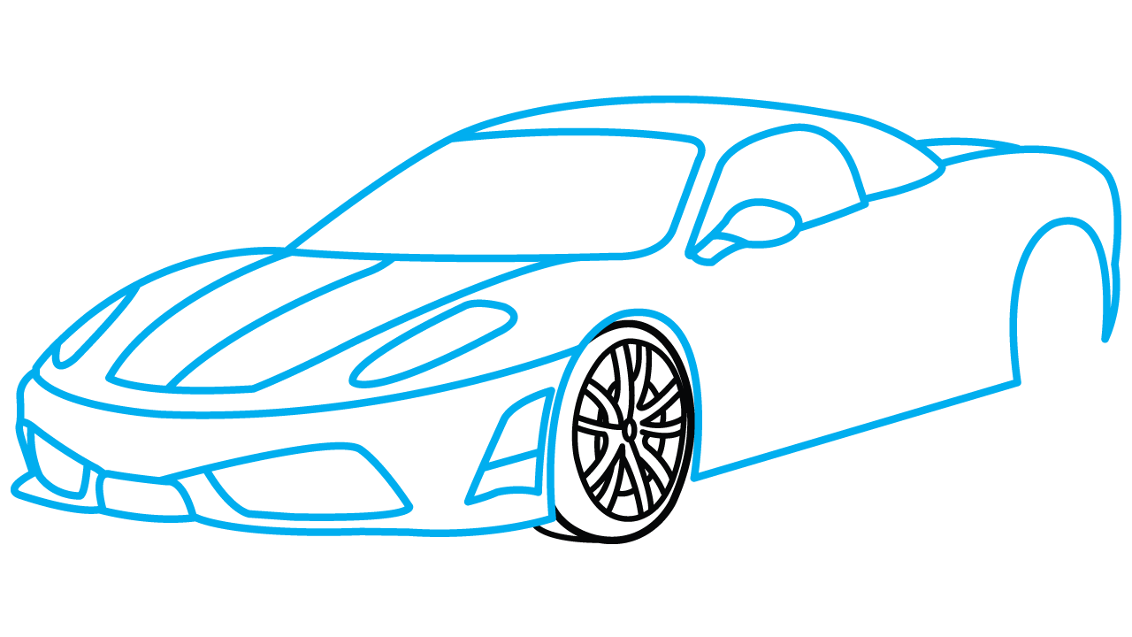 1280x720 How To Draw Ferrari 360, A Sports Car, Easy Step By Step Drawing - Ferrari Sketch