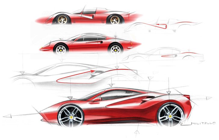 728x466 Ferrari 488 Gtb Design Sketch Sketch Illustration - Ferrari Sketch