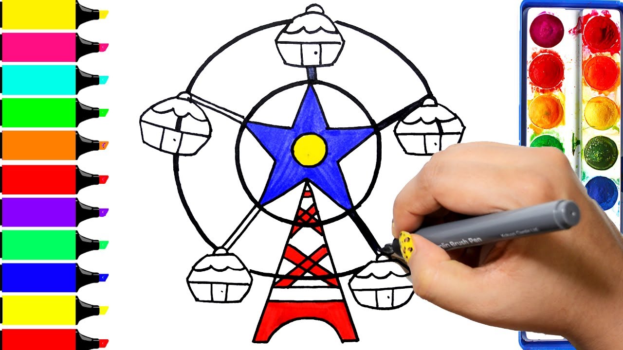 1280x720 Giant Wheel Coloring - Ferris Wheel Sketch