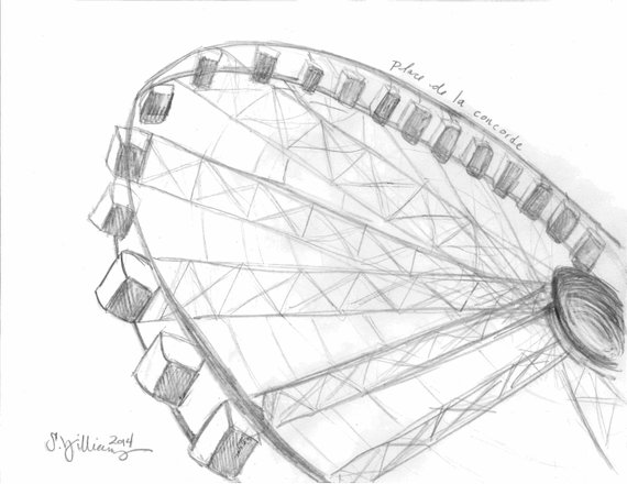 570x440 Place De La Concorde Ferris Wheel Whimsical Abstract Etsy - Ferris Wheel Sketch
