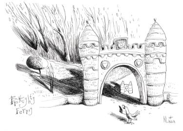 375x268 Saatchi Art Park Gates In Broughty Ferry Drawing By Maiia Vysotska - Ferry Sketch