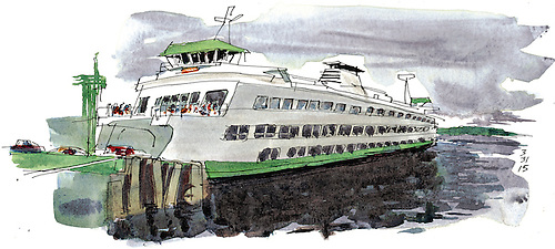 500x225 Sketch Of Ferry Boat Seattle Times Photo Store - Ferry Sketch