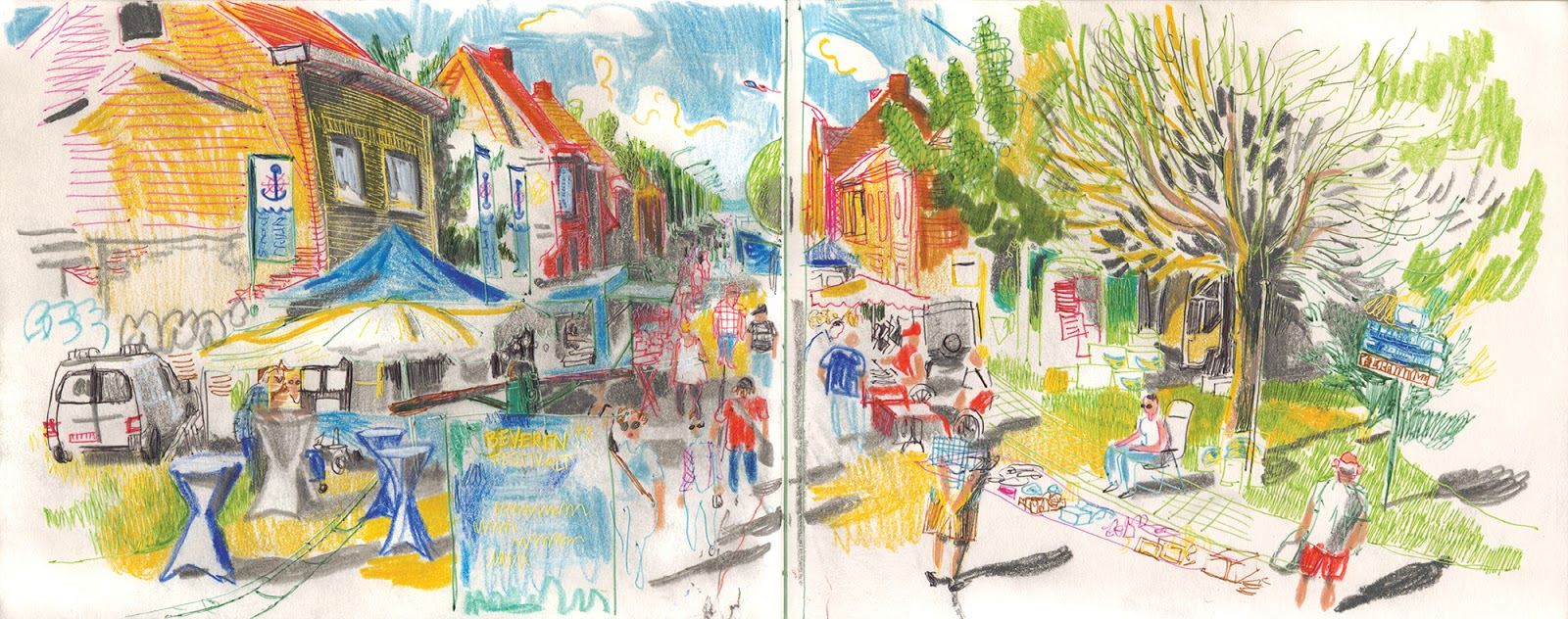 1600x632 Village Festival In Doel Urban Sketchers - Festival Sketch