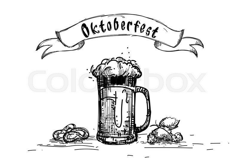 800x542 Beer Glass Mug Oktoberfest Festival Sketch Banner Vector - Festival Sketch