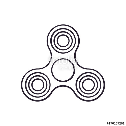 500x500 Vector Illustration. Hand Drawn Doodle Of Fidget Spinner. Hand Toy - Fidget Spinner Sketch