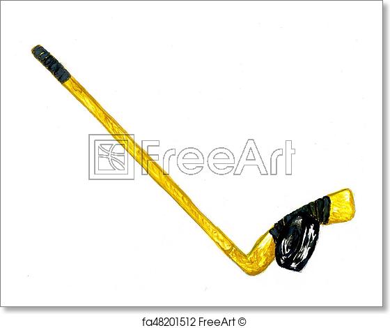 560x470 Free Art Print Of Hockey Stick Sketch. Watercolor Sport Sketch - Field Hockey Sketch