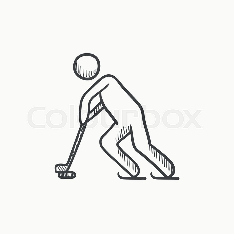 800x800 Hockey Player Vector Sketch Icon Isolated On Background. Hand - Field Hockey Sketch