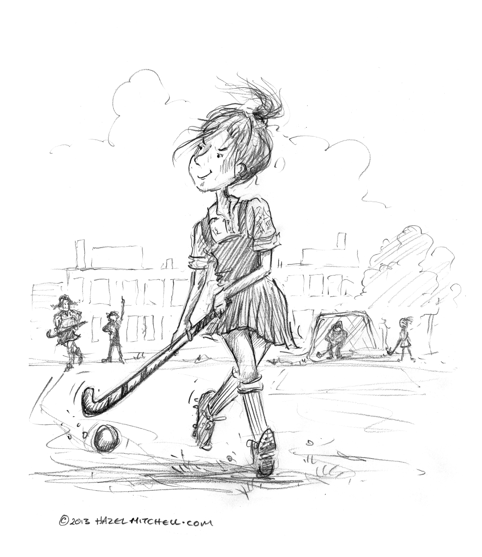 1911x2208 Hockey Age 13 Look Back In Candour - Field Hockey Sketch