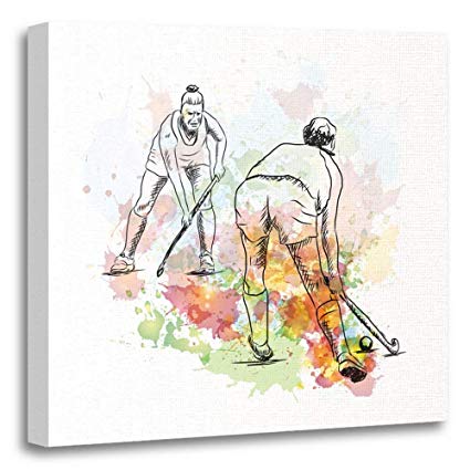 425x425 Emvency Painting Canvas Print Artwork Decorative Print - Field Hockey Sketch