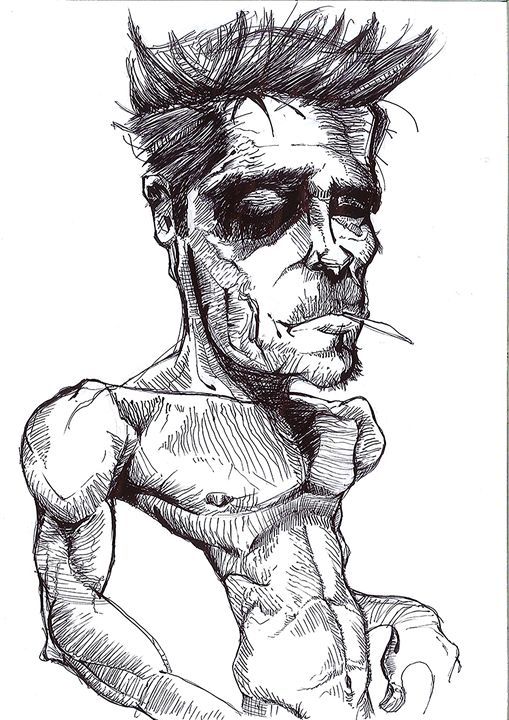 509x720 Fight Club Tyler Durdon Sketch - Fight Club Sketch