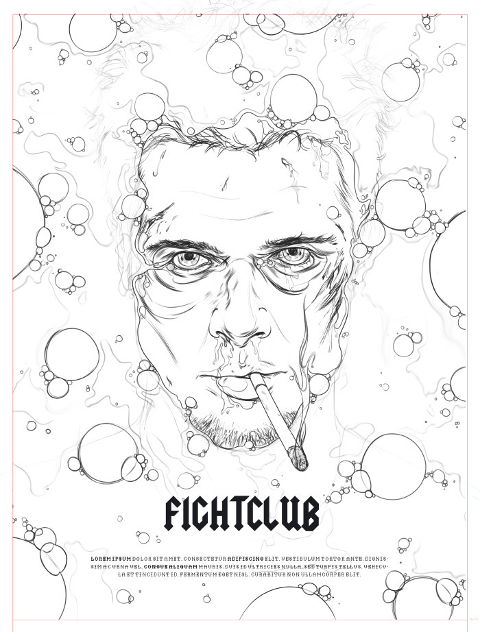 700x922 Drawing Illustration Sketch Fight Club Brad Pitt Artists On Tumblr - Fight Club Sketch