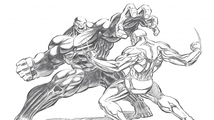 750x422 Drawing A Superhero Fight Scene From Start To Finish Udemy - Fight Sketch
