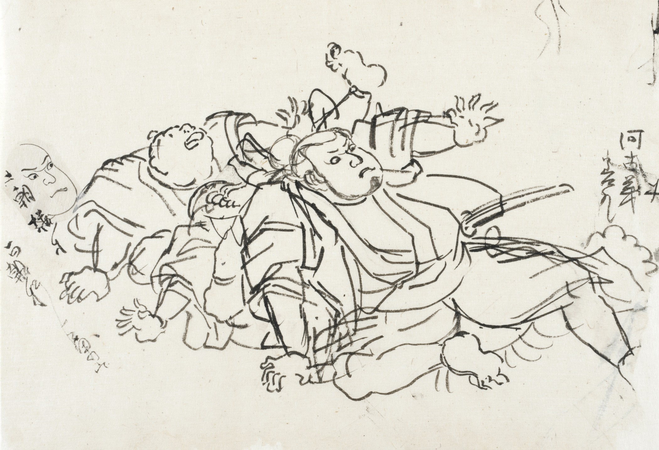 2100x1434 Filesketch Of Men Falling During A Fight Lacma Ac1995.50.4.jpg - Fight Sketch