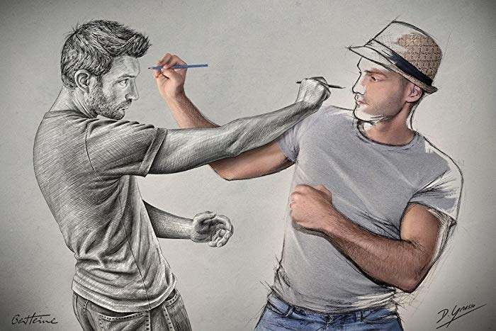 700x467 Sketch Fight (24x36 In.) (Limited Edition On Canvas - Fight Sketch