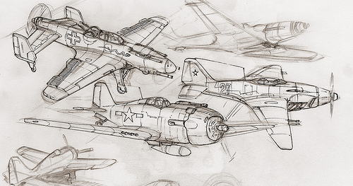500x263 Fighter Plane Sketches 3 - Fighter Plane Sketch