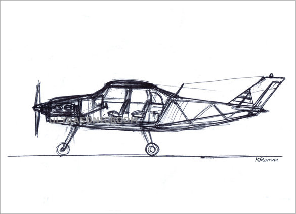 585x423 Best Airplane Drawings To Download! Free Amp Premium Templates - Fighter Plane Sketch
