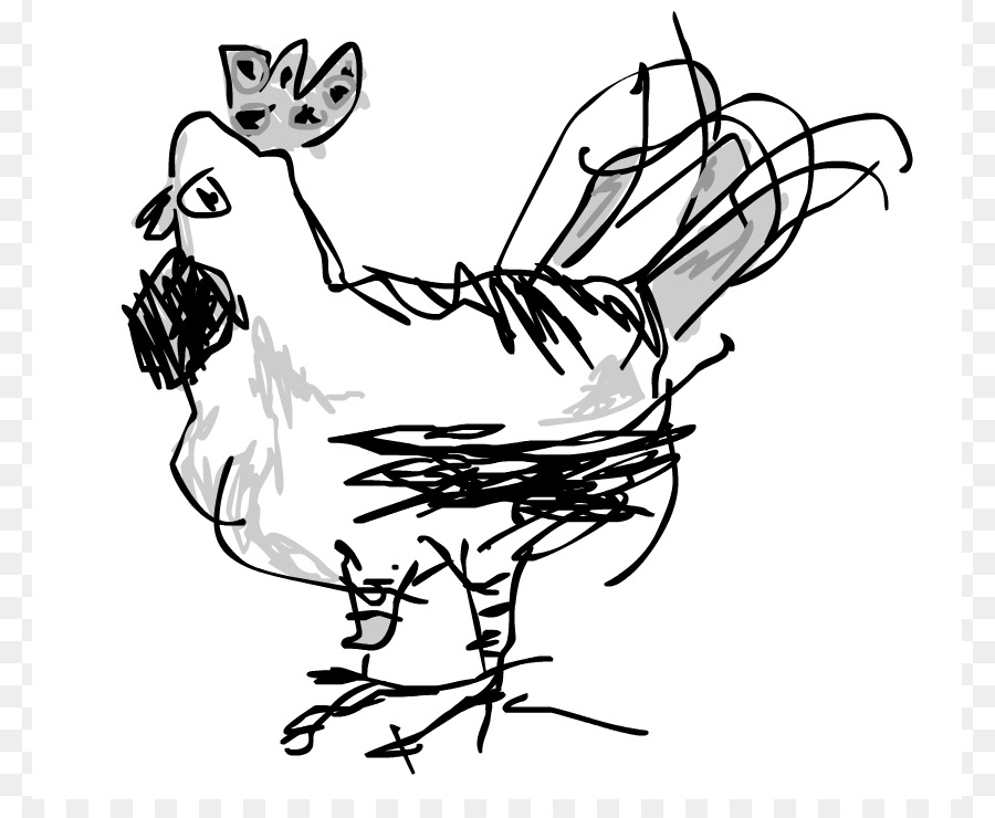 900x740 Silkie Rooster Line Art Drawing Clip Art - Fighting Rooster Sketch