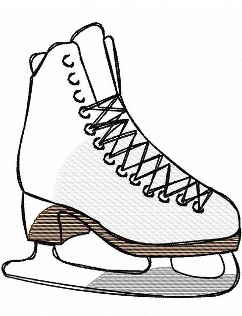 489x640 Ice Skate Sketch Embroidery Design Jazzy Zebra Designs - Figure Skating Sketch