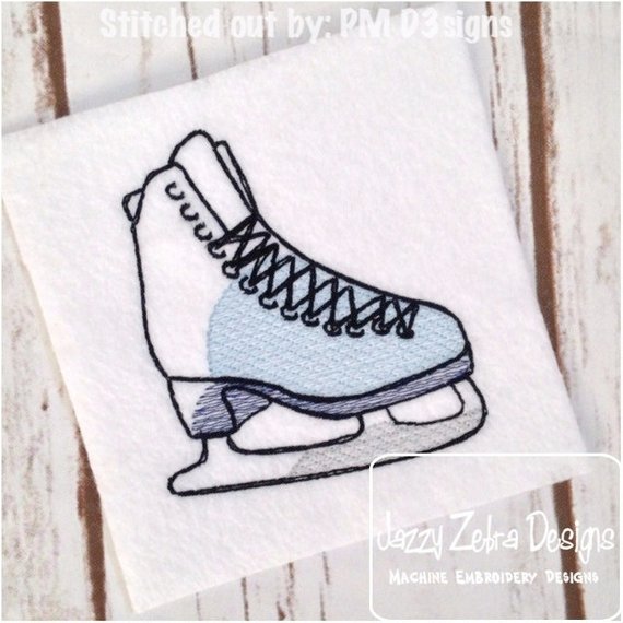 570x570 Ice Skate Sketch Machine Embroidery Design Instant Download Etsy - Figure Skating Sketch