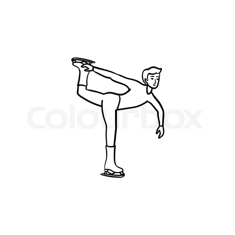 800x800 Male Figure Skater Hand Drawn Outline Doodle Icon. Ice Skating - Figure Skating Sketch