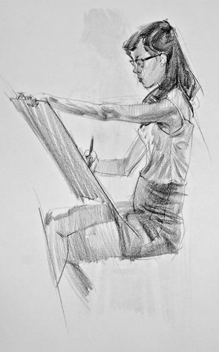 736x1182 Sergio Lopez, Drawing Of Seated Female Working On Sketch Pad. My - Figure Sketch