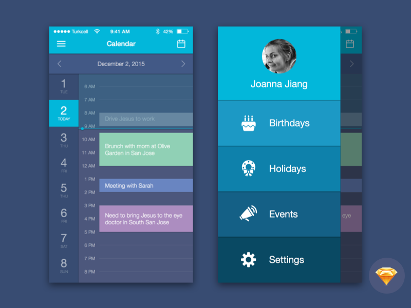 800x600 Free Sketch File For Download Calendar Mobile Ui By Joanna Jiang - File Sketch
