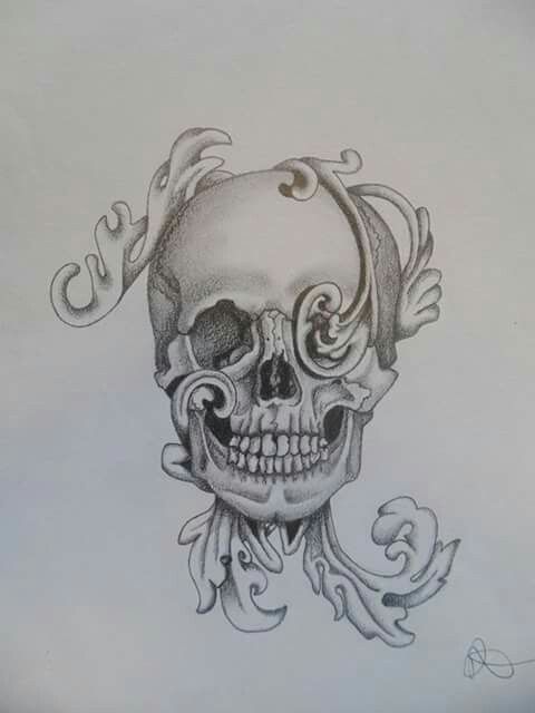 480x640 Pencil Skull And Filigree Drawing Drawings And Sketches - Filigree Sketch