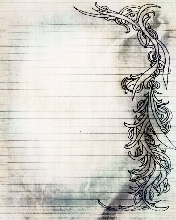 570x713 Printable Charcoal Sketch Swirl Filigree Lined Journal - Filigree Sketch