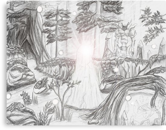 550x432 Mystical Forest - Final Fantasy Sketch