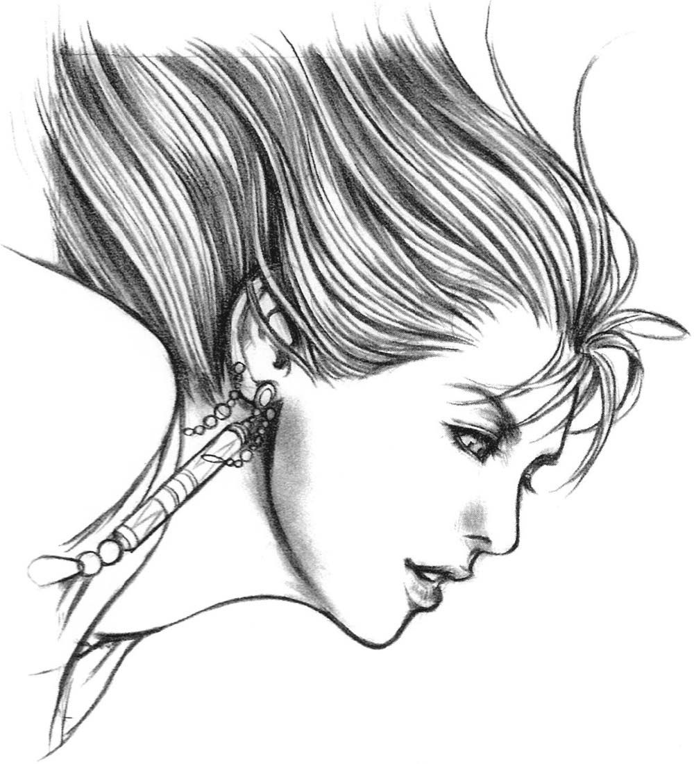 1000x1100 Yuna Face Sketch - Final Fantasy Sketch