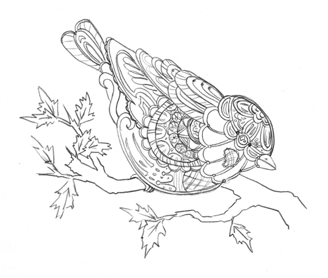 474x401 Marika Makes Art Purple Finch Sketch - Finch Sketch