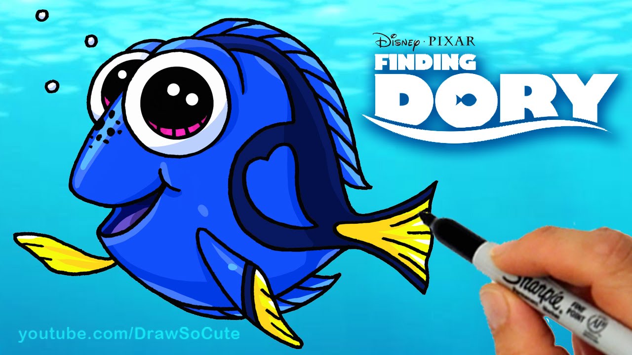 1280x720 How To Draw Dory Step By Step Cute From Disney Finding Dory Movie - Finding Dory Sketch