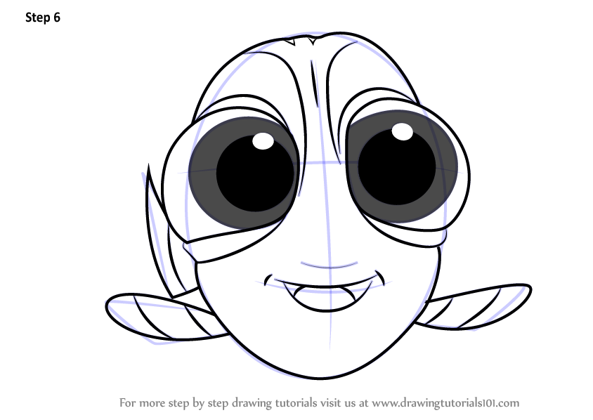 844x598 Learn How To Draw Baby Dory From Finding Dory (Finding Dory) Step - Finding Dory Sketch
