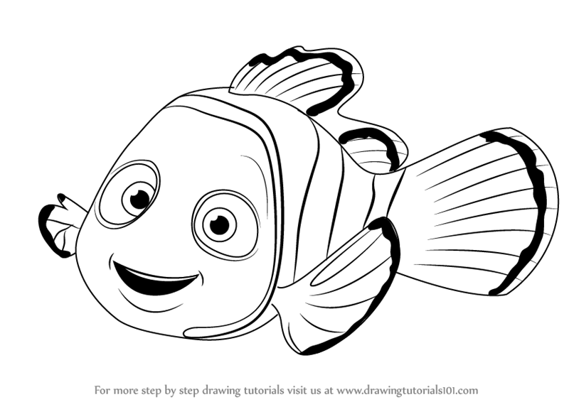 Easy Finding Nemo Drawing Marlin Sketch with Realistic