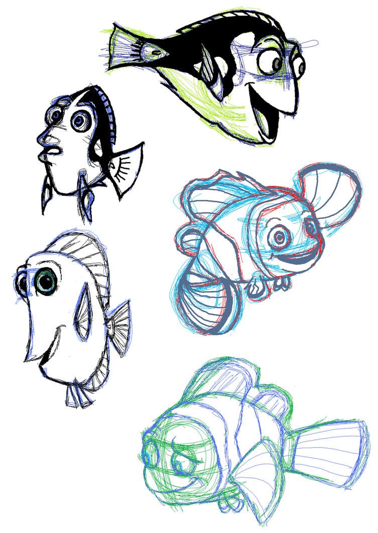 753x1062 Some Finding Nemo Fishys By Doodlz18 - Finding Nemo Sketch