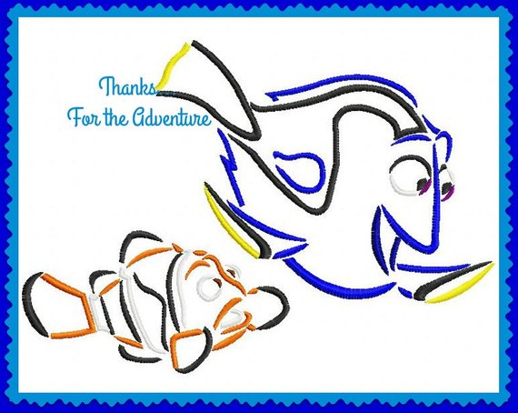 570x454 Dory And Marlin From Finding Nemo Sketch Digital Embroidery Etsy - Finding Nemo Sketch