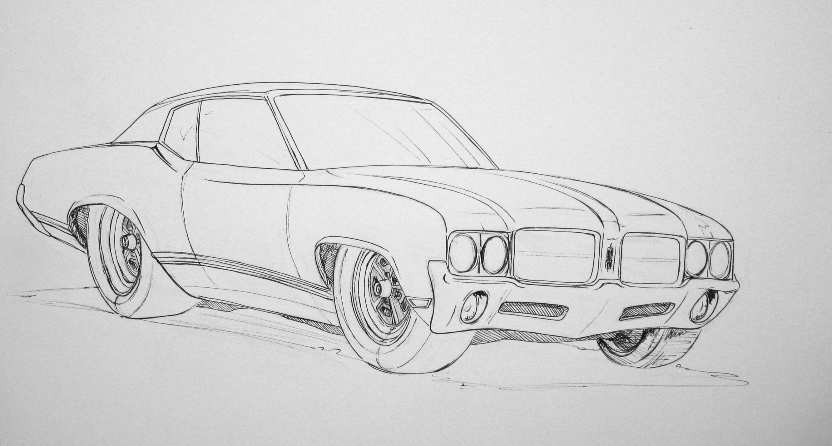 2664x1428 Cutlass Infamous Jims Auto Art - Fine Art Sketches