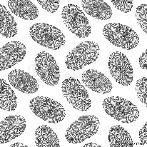 500x500 Vector Fingerprint Sketch Seamless Pattern Design. Hand Drawn - Fingerprint Sketch