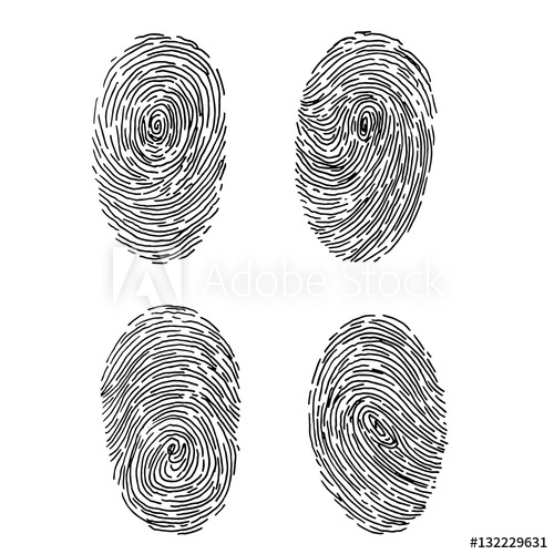 500x500 Vector Fingerprint Sketch Set. Hand Drawn Outline Illustration - Fingerprint Sketch