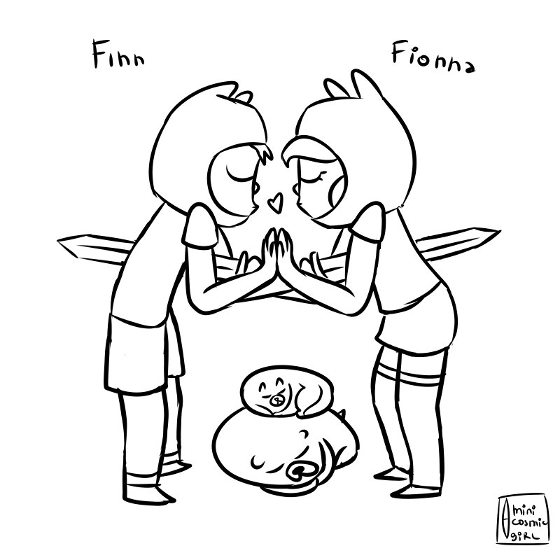 800x800 Sketch Love And Friendship Adventure Timefinn And Fionnajake And - Finn Sketch
