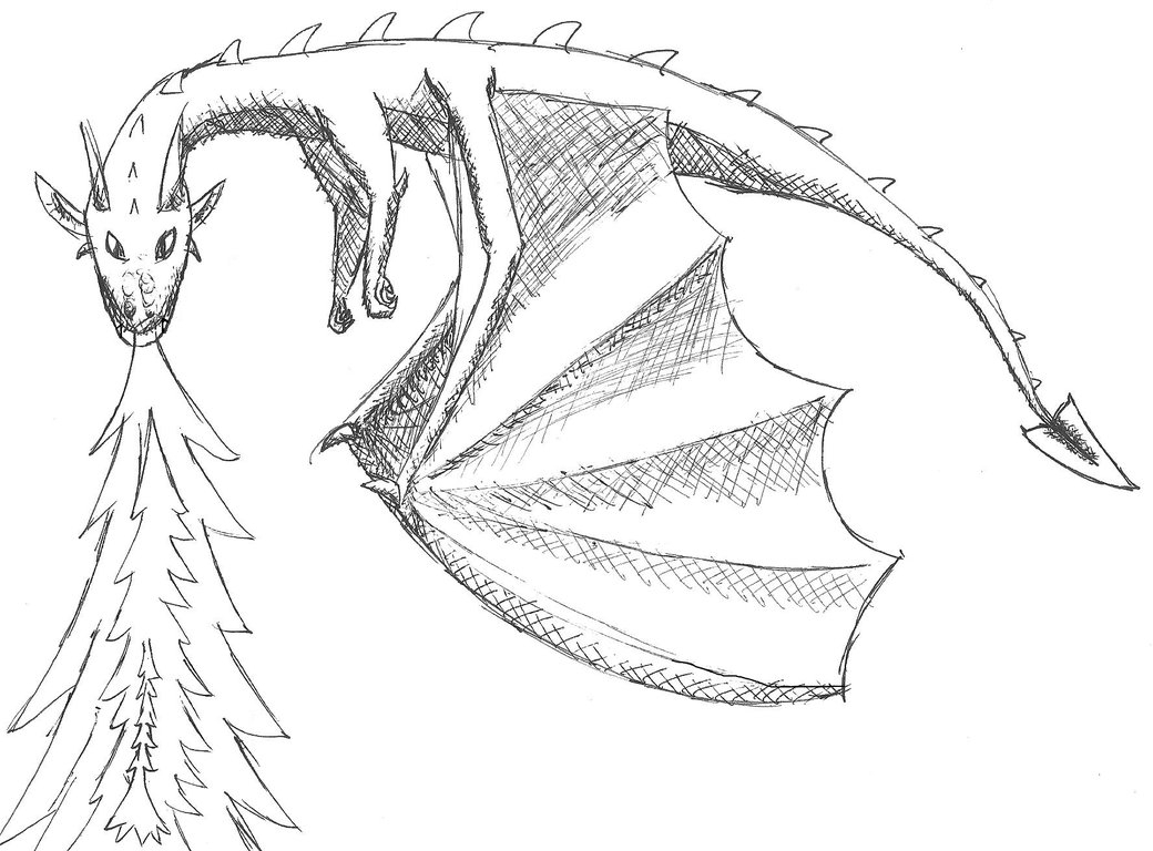 Огненный дракон рисунок карандашом