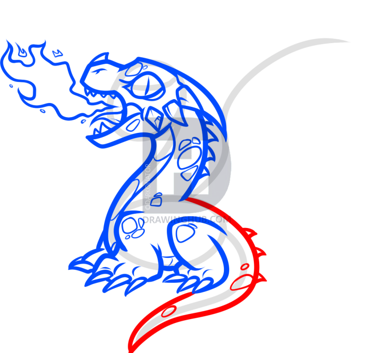 772x720 How To Draw A Baby Fire Breathing Dragon, Step By Step, Drawing - Fire Breathing Dragon Sketch